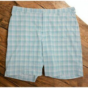 Nike Golf Mens Plaid Light Blue Checkered‎ Shorts 42 Polyester/Spandex